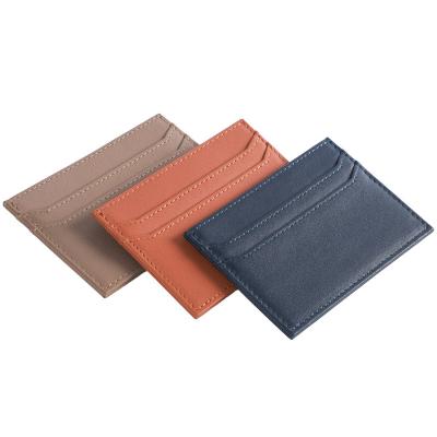 China RFID LOGO Custom Slim Business Genuine Leather Credit Card Holder for sale