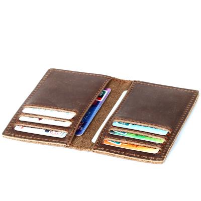 China Retro Genuine Leather Multi-Card Cool Stand Wallets RFID Cow Casual Multifunction Card Holder For Men for sale