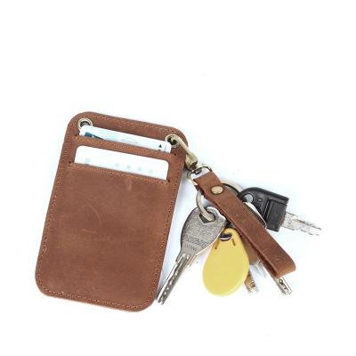 China High Quality Wholesale Genuine Horse Leather Crazy Minimalist Credit Card Holder New for sale