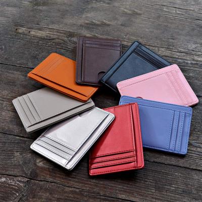 China Fashion Hot Sale Super Thin Grain Leather Card Wallet Front Pocket Rfid Card Holder Full for sale