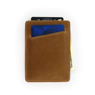 China Fashion Vintage Mini Wallet Slim Sleeves Credit Genuine Leather Small Card Holders for sale