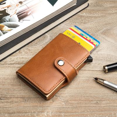 China Fashion Factory Rfid PU Leather Safe Pop Up Mens Card Holder Wallet for sale