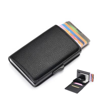 China Hot 2022 Fashion Wallet Rfid Card Holder Silver Aluminum Clip Men's Modern Leather Card Case for sale