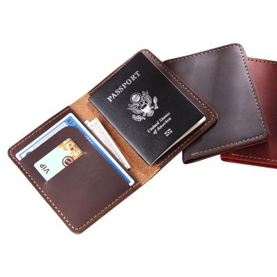 China Retro Crazy Horse Travel Wallet Card Holder Passport Holder Passport Cover for sale