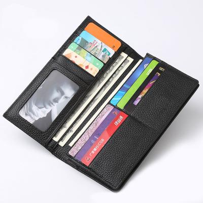 China 2021 Hot Sale RFID Card Holder Multi Function Men Brand Leather Long Wallet for sale