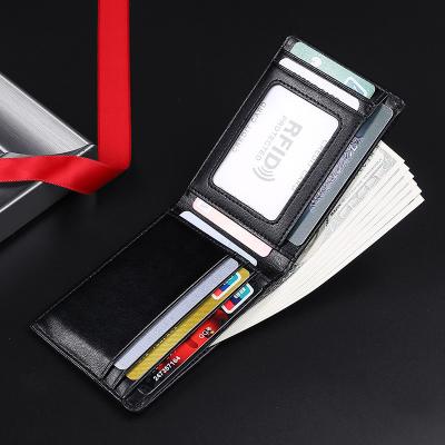 China Fashion design high quality slim mens leather wallet with metal silver clasp laser your logo for sale