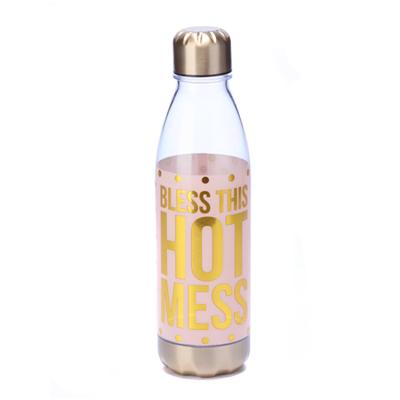 China Sustainable Sports Drink Bottles 750ML Cola Shape Plastic Bottle With Stainless Steel Lid And Base for sale