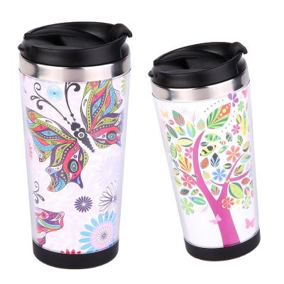 China Sustainable 16oz Double Wall Stainless Steel Tumbler Travel Mug With DIY Custom Paper Insert for sale