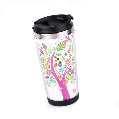 China Sustainable 350ml/400ml/450ml Double Wall Stainless Steel Travel Tumbler Mug With Custom Phote Insert for sale