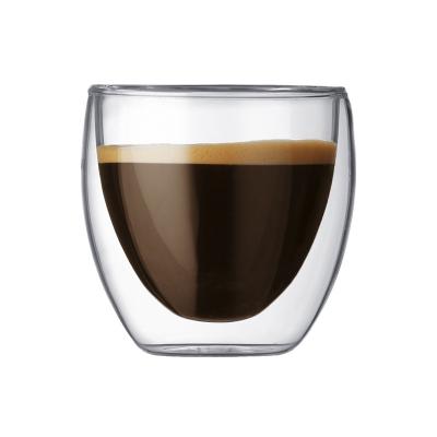 China 80ml Double Wall Sustainable Coffee Mug Glass Coffee Mug for sale