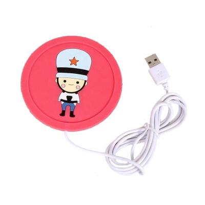 China USB Electric Heating Coaster Coffee warmer pad Mini Cartoon heat Silicone heater Coasters  coffee heating pad for sale