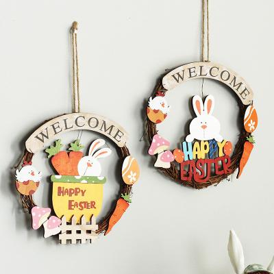 China Hanging Wall Indoor Room Decoration Art Wooden Wreaths Welcome Sign for Front Porch Decorations Easter Holiday Gift à venda