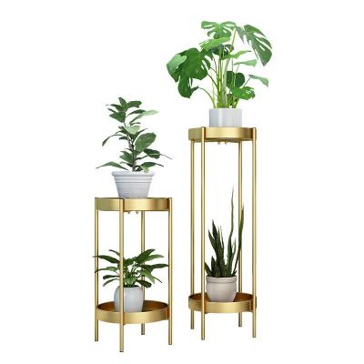 China Household Indoor Room Decoration Double-Layer Beside Iron Modern Flower Stand for sale