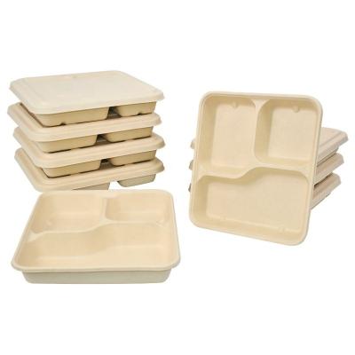 중국 Eco-friendly Biodegradable Packaging Disposable Bamboo Pulp Fast Food Box With Lids 판매용