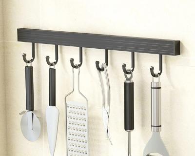 중국 Multifunctional hook free punching space aluminum black kitchen and bathroom supplies row hooks and coat hooks behind the door 판매용