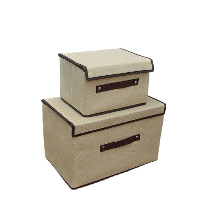 China Stackable Storage Boxes for Nursery Foldable Linen Storage Box with Lids Collapsible Basket Box Container for sale