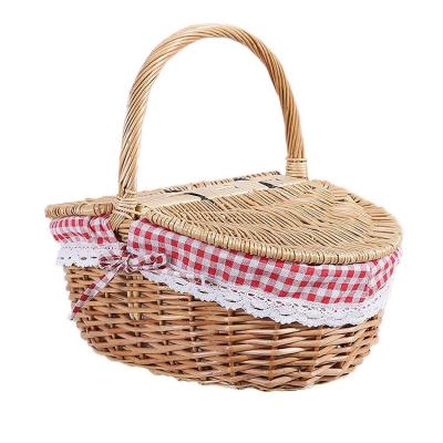 China Picnic Hamper Shopping Storage Hamper Basket Wicker Picnic Basket  Picknick Korb Picnic Basket With lid for sale