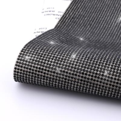 China Fast Delivery Black 40*24cm Crystal Rhinestone Sticker Sheet Self Adhesive Flatback With Gum Diamond Ribbon For Decoration for sale