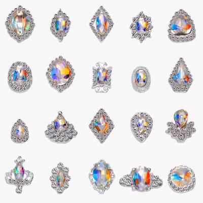 China Other Wholesale Non HotFix 3D Crystal Alloy Nail Rhinestone Charms AB Crystal Nail Art Decorations JC61-JC80 for sale