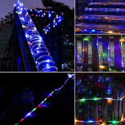 China Outdoor Solar Powered LED Strip Constantly Lit / Flash RGB Copper Wire Strip Light Holiday String Lighting Fairy Christmas Garden Decoration 10m 20m for sale