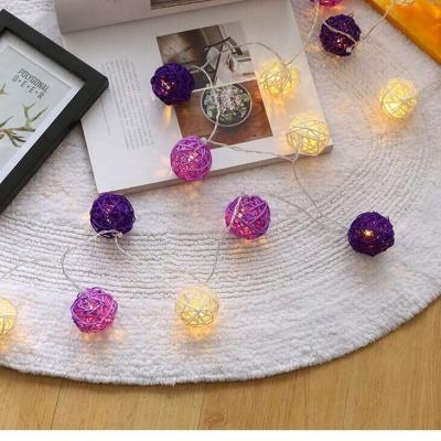 China Rattan Ball Shape Colorful Fairy Christmas Light Led String Lights For Wedding 4m 5m 10m for sale