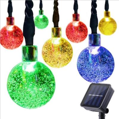 China Multi Outdoor Crystal Globe Fence Garden Fashion String Lights Festival 8 Solar Powered Model Bubble Ball Light Decoration for sale