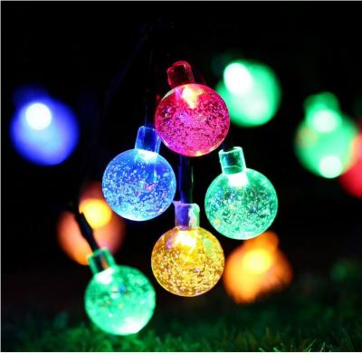 China Multi Mode 7m Solar Powered 50 Lead Crystal Bubble Balls String Lights For Christmas LED Garland Holiday Party Wedding Decoration for sale