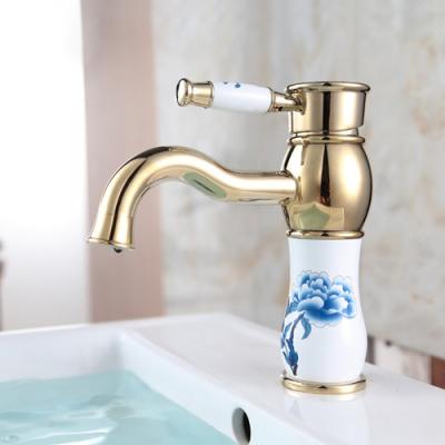 China Retro Vessel Sink Faucets Golden Commercial Kitchen Faucets Classical Style for sale