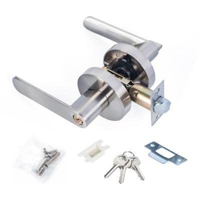 China Satin Nickel Lever Set Lock Living Room Bedroom Bathroom Tubular Door Handle Lock for sale