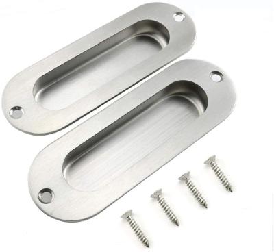 China Oval Stainless Steel Flush Hidden Finger Pull Handles for sale