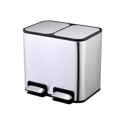 China Sustainable 18L Double Containers Classified Pedal Trash Can With Lid, Stainless Steel Waste Organizer Kitchen Waste Bin 24LSortable Trash Can for sale