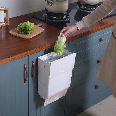 China Viable Wholesale Plastic Bin Storage Bucket Kitchen Trash Bin Cabinet Door Container Hanging Plastic Garbage Bucket for sale