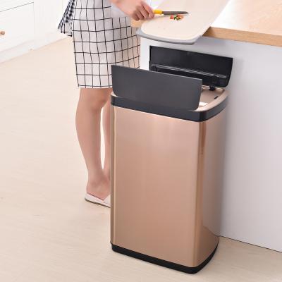 China 30L Waste Bin Metal Trash Bin Kitchen Trash Can Stainless Steel Smart Sensor Viable Waste Bin for sale