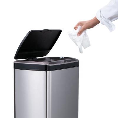 China Sustainable Smart 50L Trash Can 13 Gallon Automatic Trash Can Household Stainless Steel Sensor Trash Can for sale