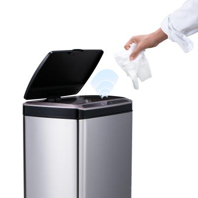 China 50L/30L Trash Bin Sensor Stainless Steel Trash Bins Smart Viable Waste Bin For Kitchen for sale