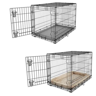 China Large Breathable Foldable Heavy Duty Stackable Stainless Steel Dog Kennel Cage 10ft High Quality Black Dog Kennel Cage for sale