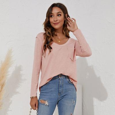 China Wholesale Breathable Casual Women Sleeve Long Sleeve T-Shirt Full Sleeve Crew Neck T-Shirt Tops Long for sale