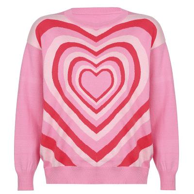 China Anti-wrinkle sweater fashion ladies knit sweater street wear knit sweater ladies casual ladies printing sweater for sale