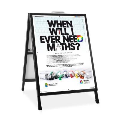 China Advertising Poster Display Water Proof Black A-Frame Signs for sale