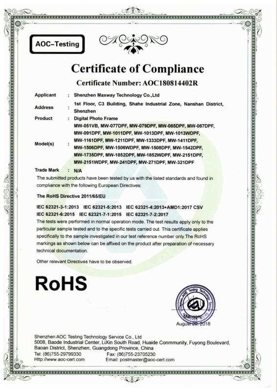 RoHS - Shenzhen Maxway Technology Co.,ltd.