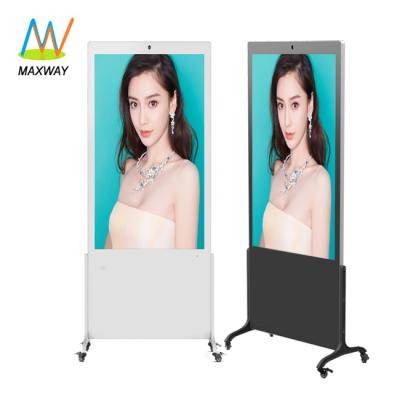 China Indoor Slim Android Wifi 43 Inch Totem Floor Stand Advertising Digital TV Signage Display Kiosk With Wheel for sale