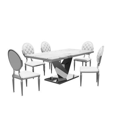 China Other modern design unique dining table set in stainless steel frame 10 seater glass dining table for sale