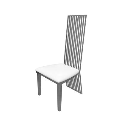 China Other Modern Silver Luxury High Back Furniture PU Stainless Steel Leather Dining Chair for sale