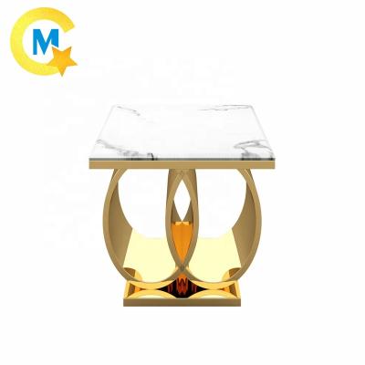 China Modern Hot Selling Article Gold Marble Medal Stainless Steel Silver Legs Other Side Table for sale