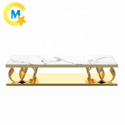 China Other Modern Gold Medal Designer Luxury Furniture TV Stand Marble Top Silver Stainless Steel Legs for sale