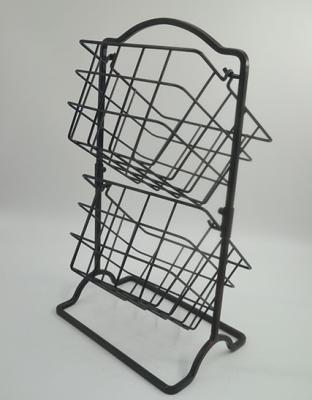 China Sustainable 2 Tier Metal Kitchen Fruit Vegetable Storage Basket Black Multifunctional Rack for sale