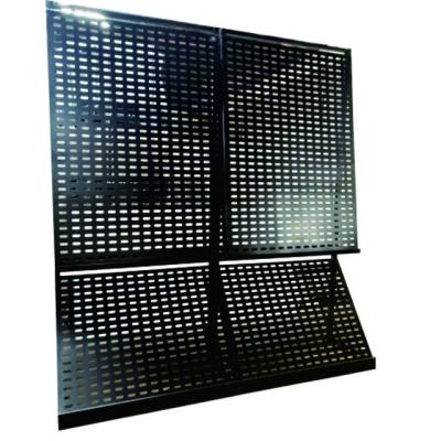 China Show ceramic tiles and ceramic slab peg board rack display with hooks mounted slatwall ceramic tile stone display boards rack for design for sale