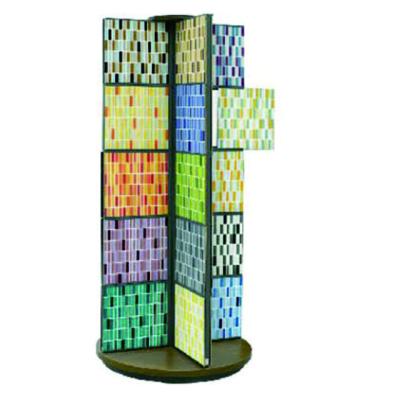 China Fashion 4 Way Ceramic Cube Slab Ceramic Tiles Show and Product Advertising Stone Mosaic Hanging Display Rack for sale