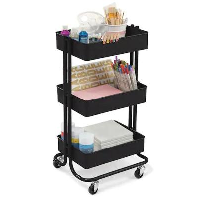 China Mesh Basket Design Customized Portable Tool 3 Tiers Rolling Storage Drawers Cart for sale