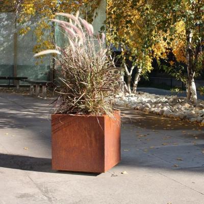 China Cheap factory custom garden CLASSIC corten steel square flower pot for sale